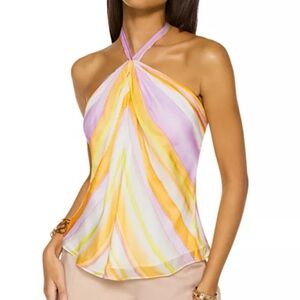 Ramy Brook  Fern Striped Watercolor Halter Top